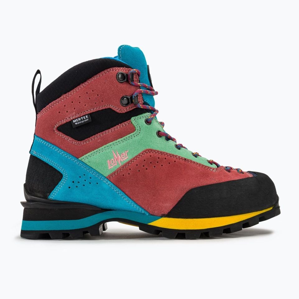 Lomer Italy Badia II High MTX Suede Waterproof Vibram Süet Deri Bot Turquoise/Begonia (Yarı Otomatik Krampon Uyumlu)